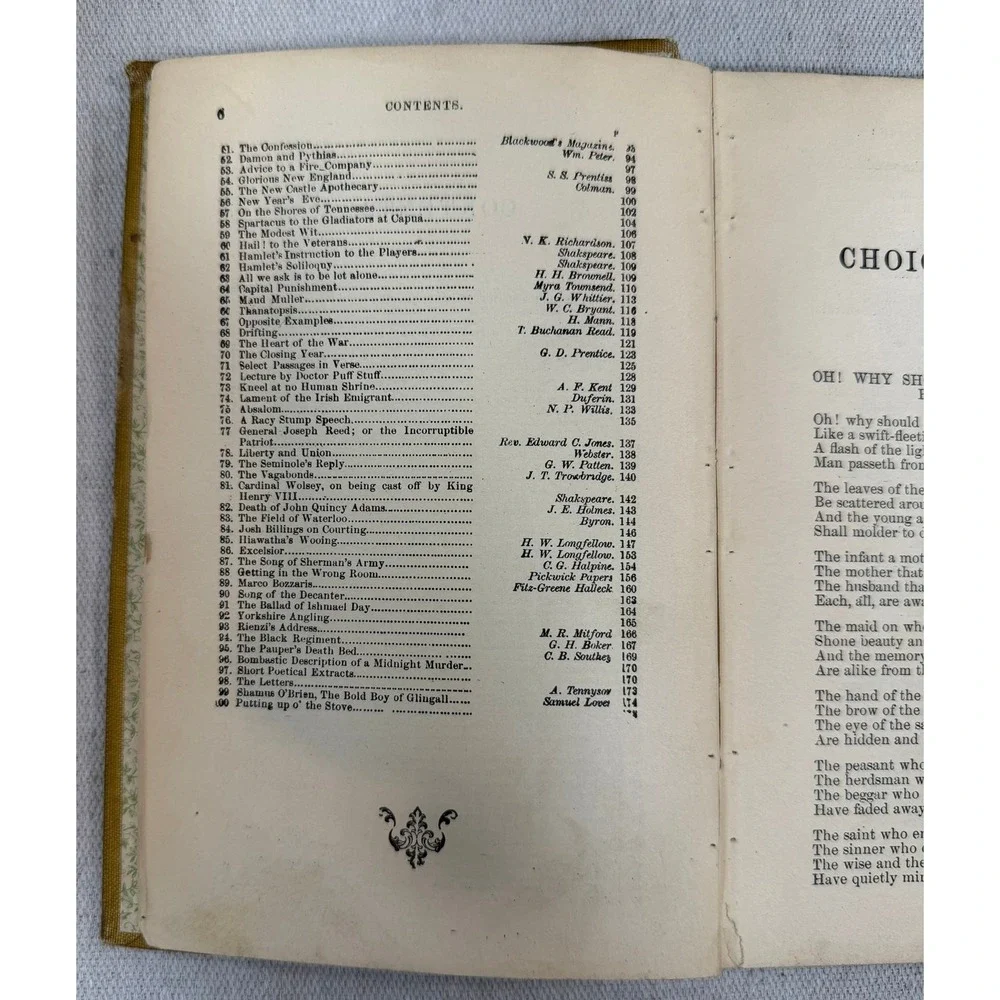 One Hundred Choice Selections No 1 Phineas Garrett 1902 Antique Hardcover Book